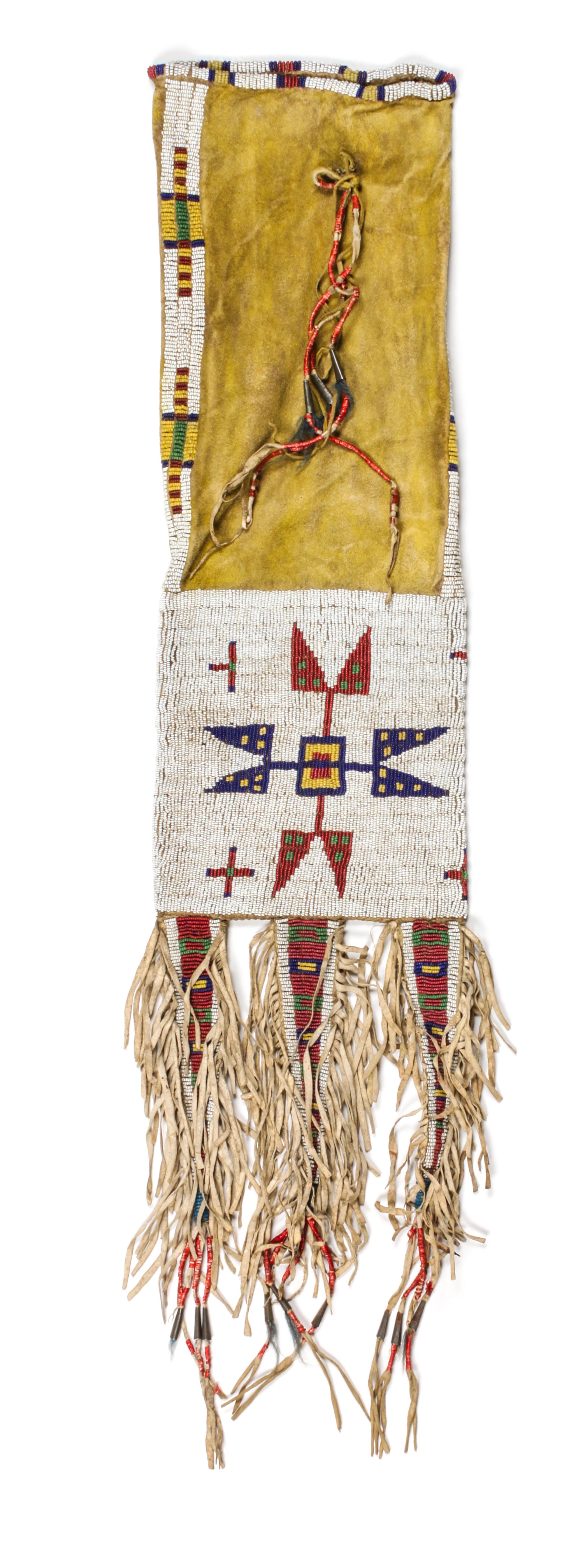 A Sioux Beaded Tobacco Bag Length 19 inches to bottom of bag, 30 inches overall. — CIRCA 1890