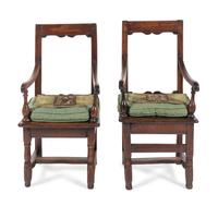 A Near Pair of French Oak Child's Church Chairs