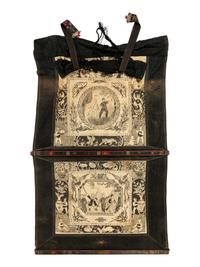 Four Chinese Painted Textile 'Wedding' Panels
