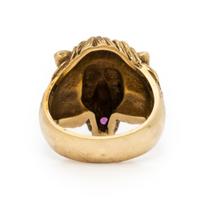 Yellow Gold, Diamond, and Ruby Lion Ring
