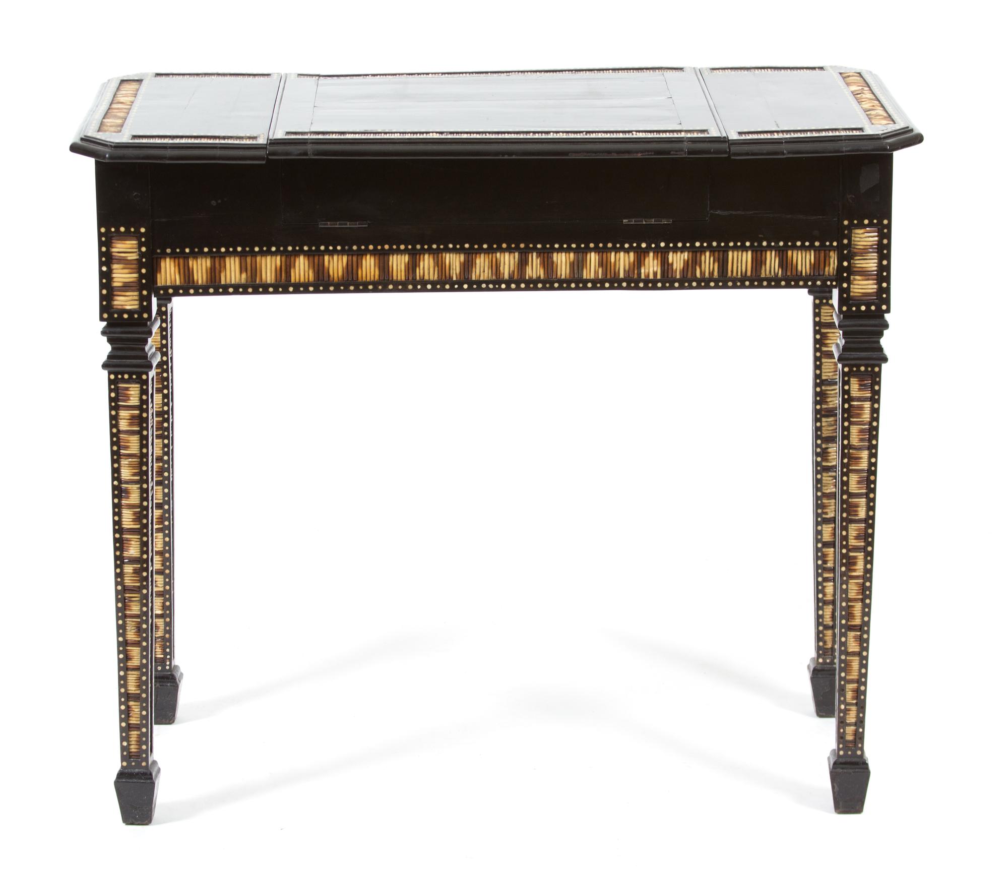 A Ceylonese Ebony and Porcupine Quill Console Table Height 30 x width 35 x depth 17 1/2 inches. — 20TH CENTURY