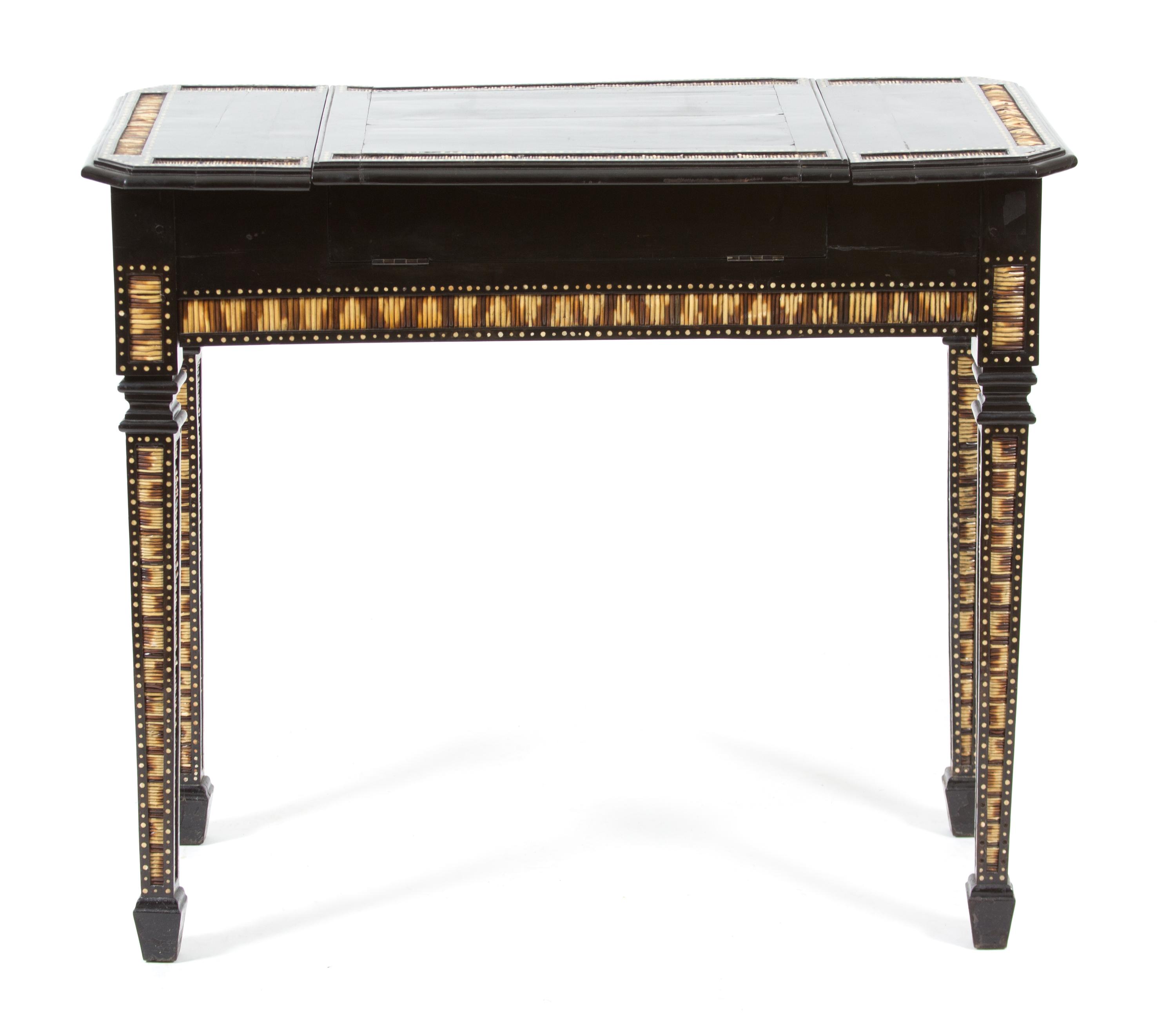 A Ceylonese Ebony and Porcupine Quill Console Table Height 30 x width 35 x depth 17 1/2 inches. — 20TH CENTURY