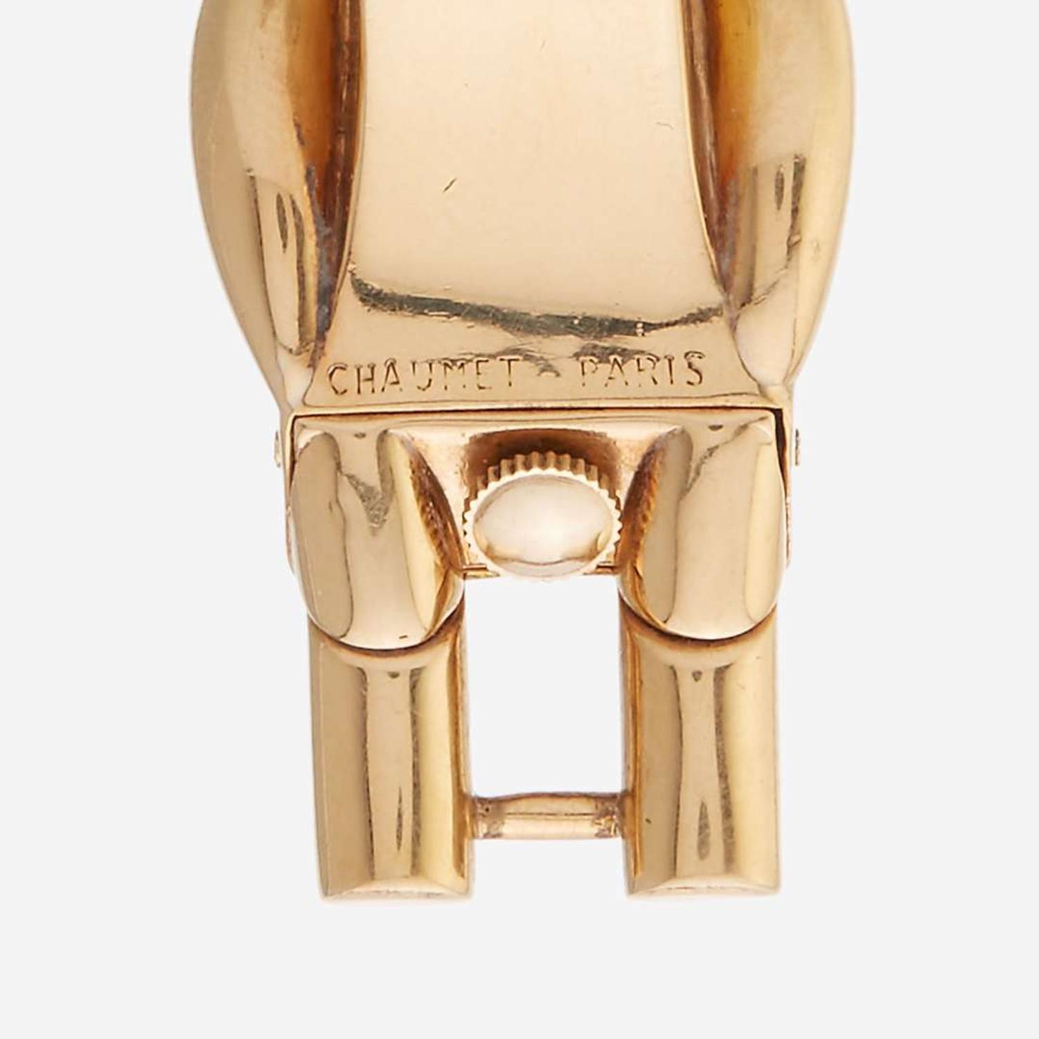 An eighteen karat gold and synthetic sapphire bracelet watch, Chaumet France, circa 1940s