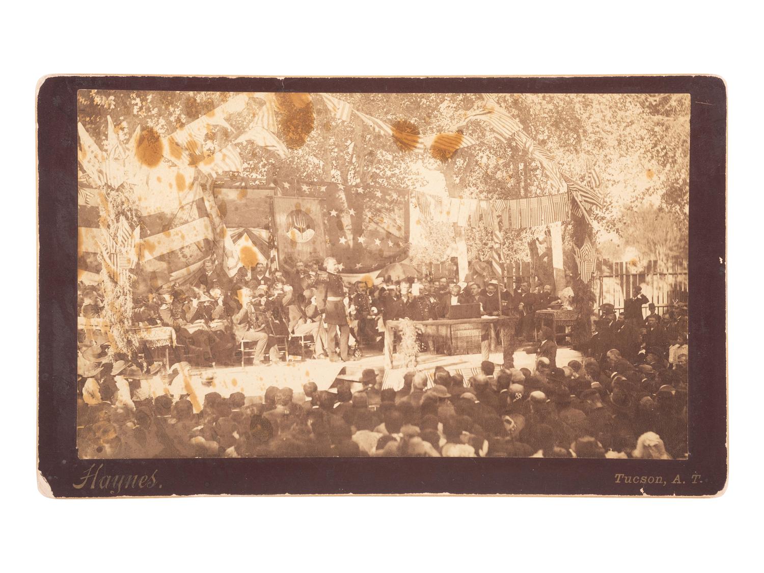[INDIAN WARS] Photograph of sword presentation to Gen. Miles for his efforts in capturing Geronimo.