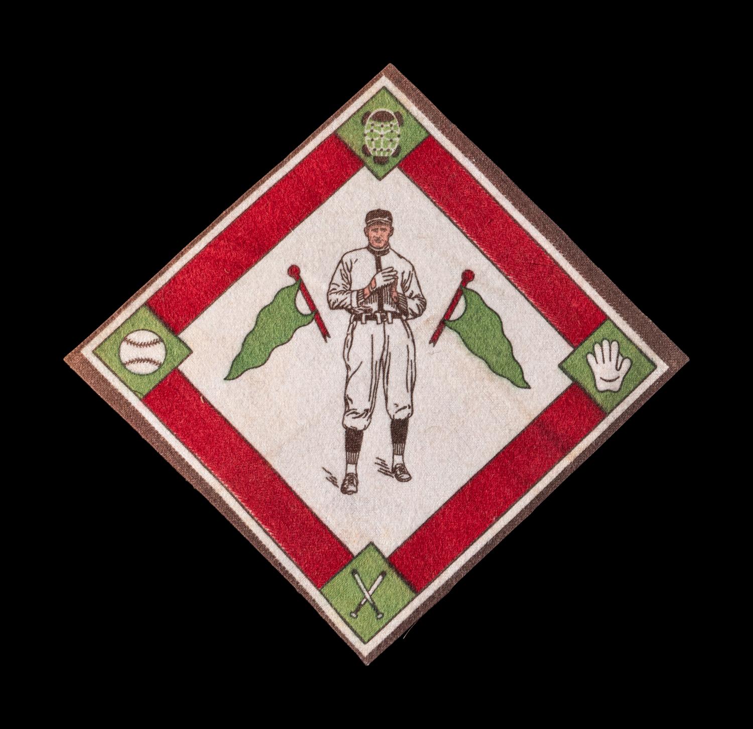 A 1914 B18 Blankets Walter Johnson Green Pennants Quilt Square