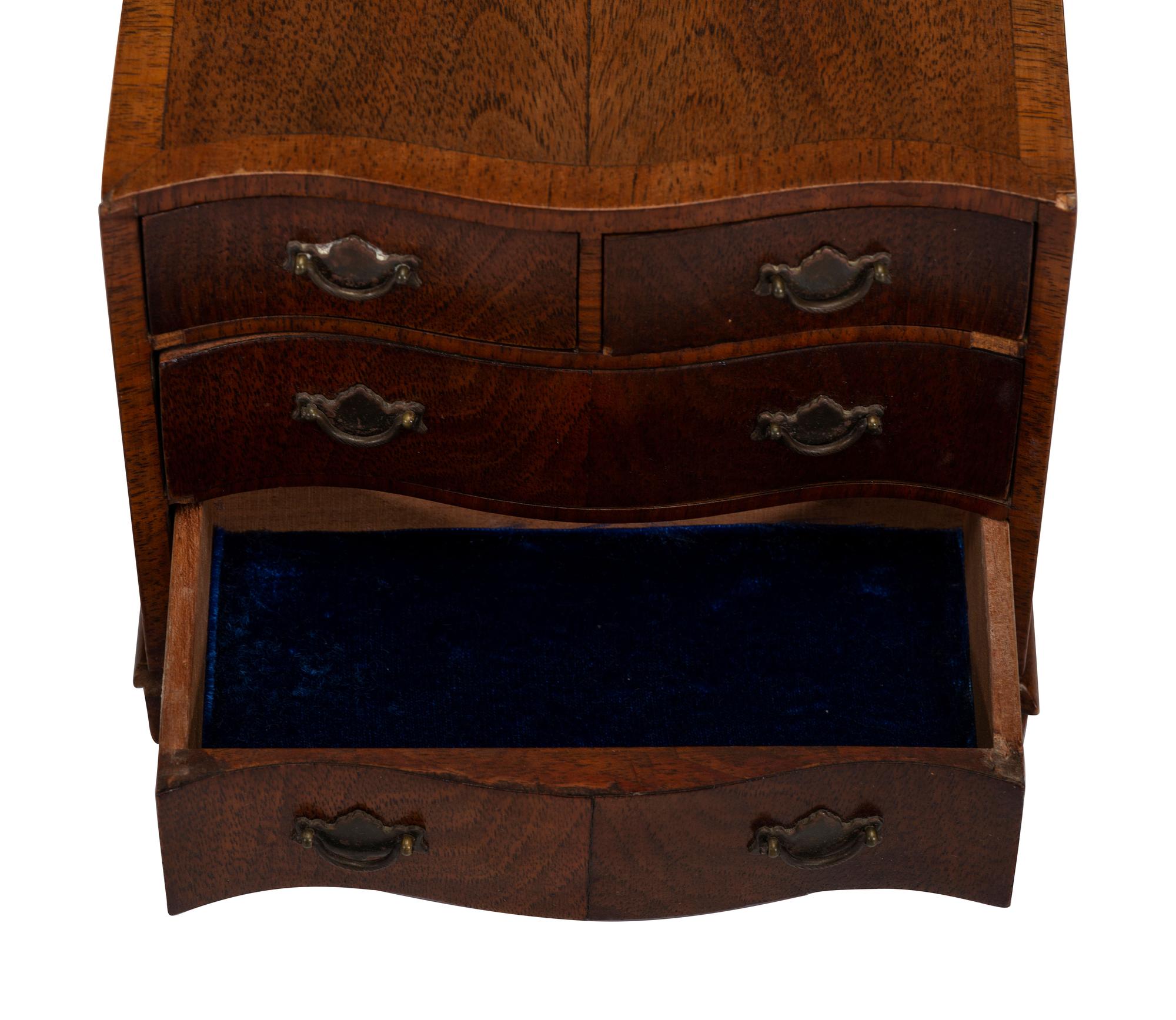 A Georgian-Style Serpentine Front Mahogany Jewelry Chest