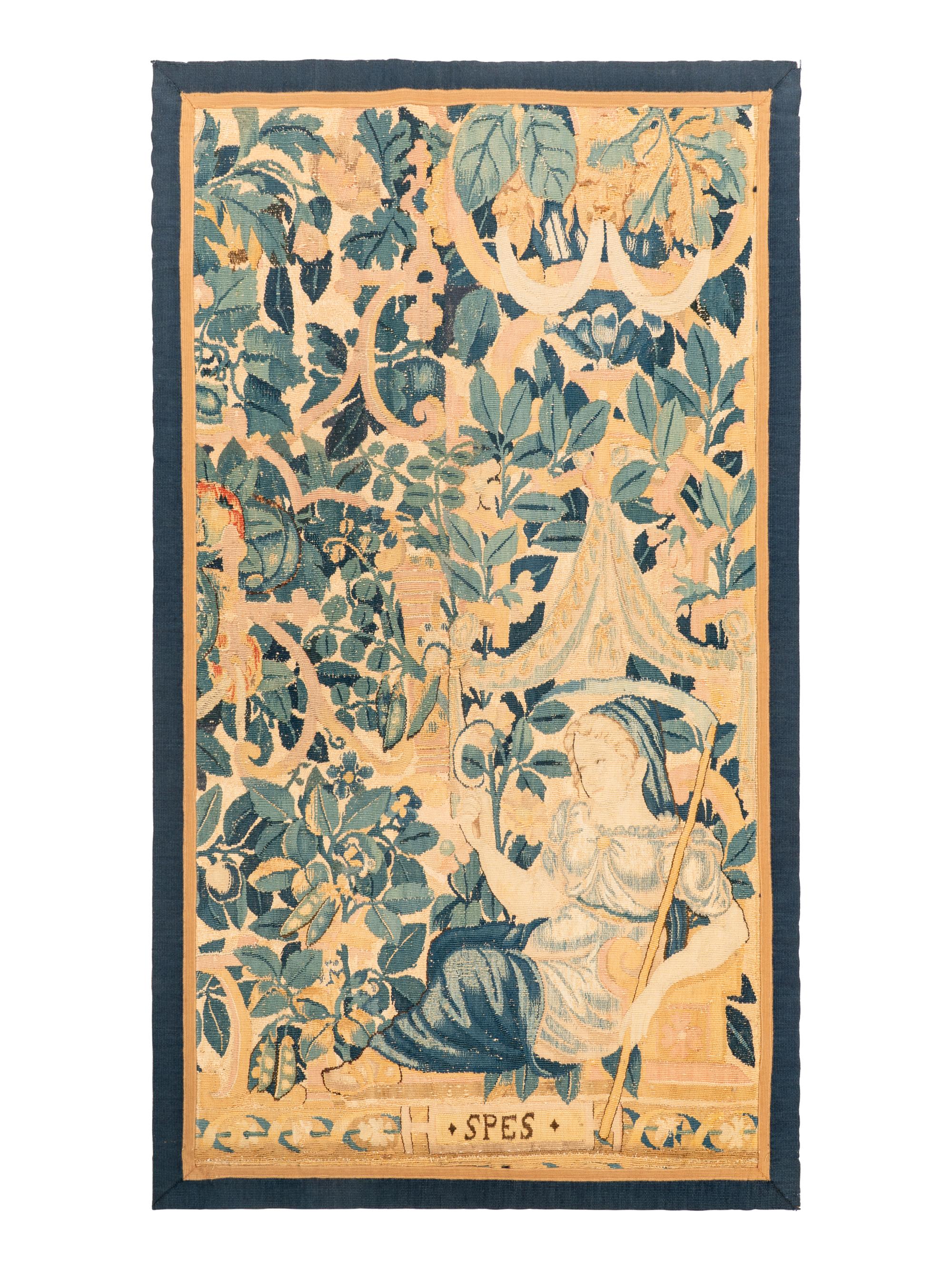 A Pair of Flemish Tapestry Panels Emblematic of Hope and Justice