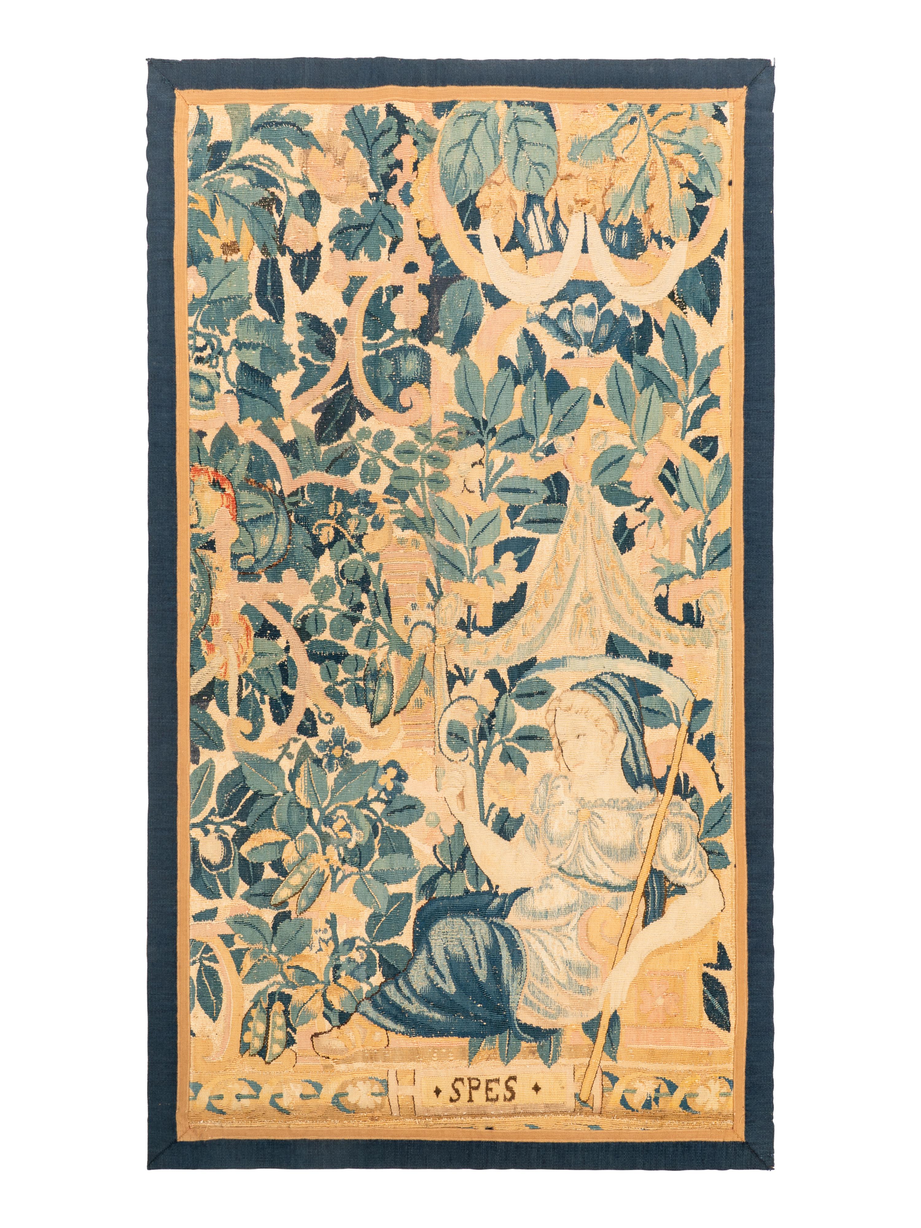 A Pair of Flemish Tapestry Panels Emblematic of Hope and Justice