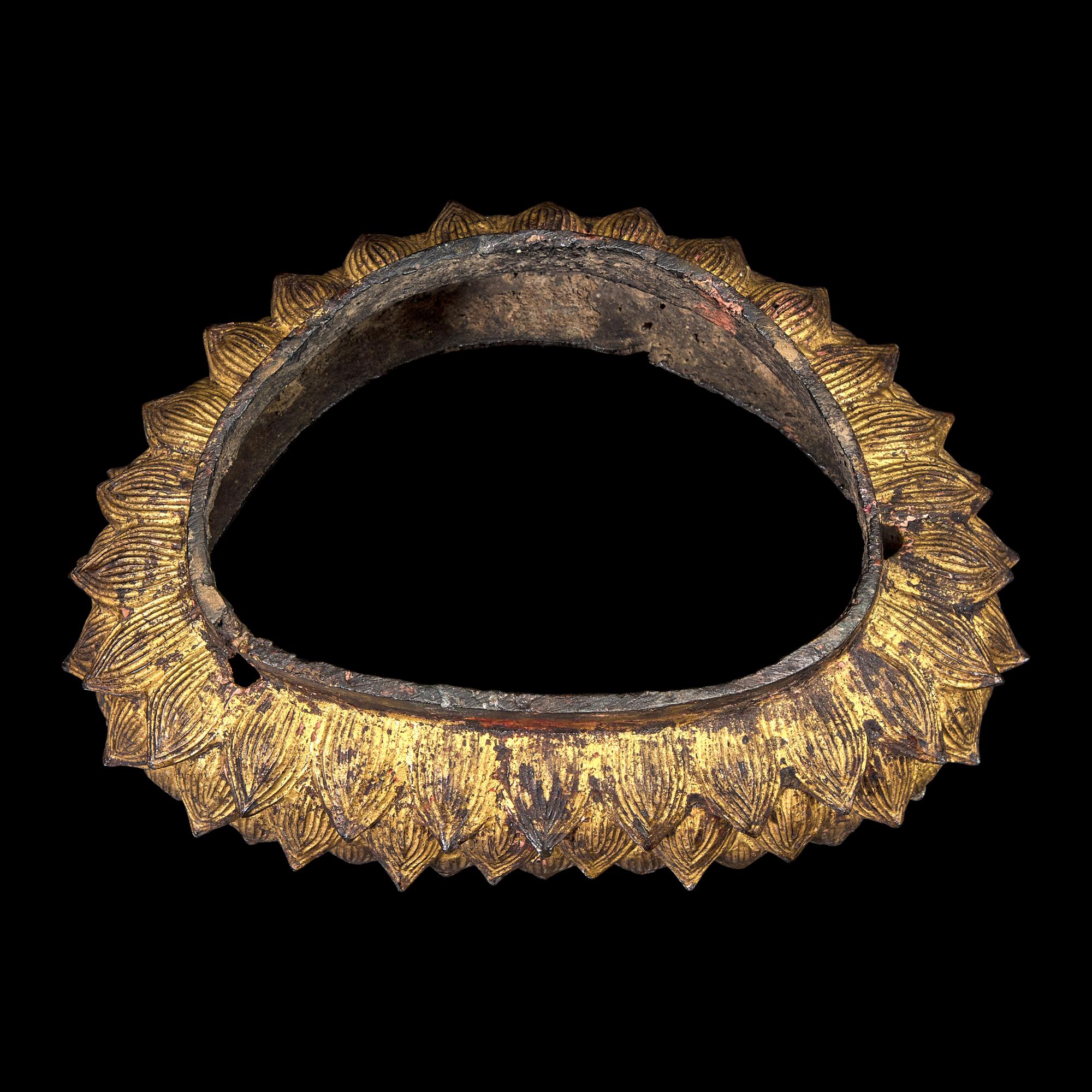 A Chinese Gilt Lacquered Bronze "Lotus" Stand, Late Ming to Early Qing Dynasty, 17th Century 明末清初 銅鎏金蓮台