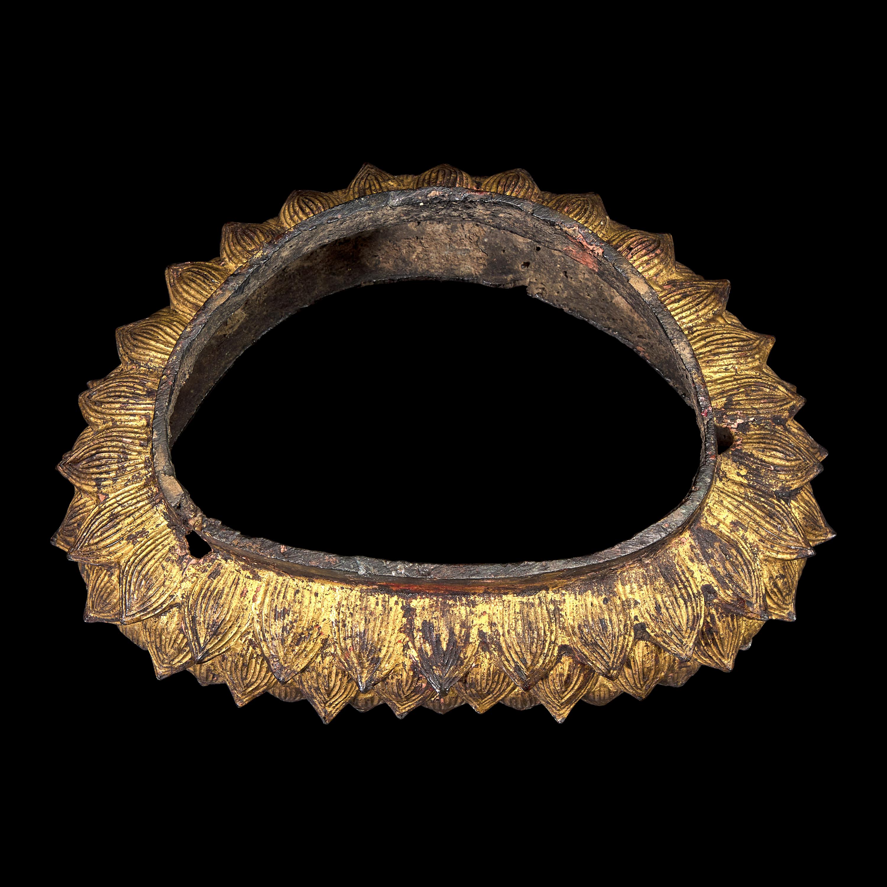 A Chinese Gilt Lacquered Bronze "Lotus" Stand, Late Ming to Early Qing Dynasty, 17th Century 明末清初 銅鎏金蓮台