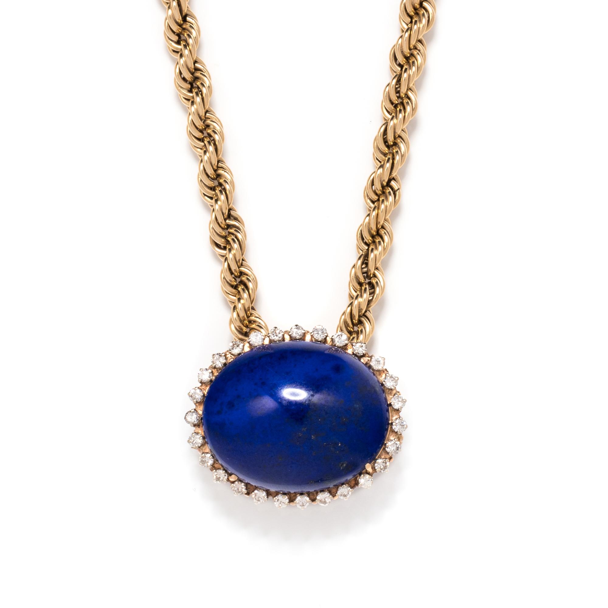 LAPIS LAZULI AND DIAMOND PENDANT/NECKLACE