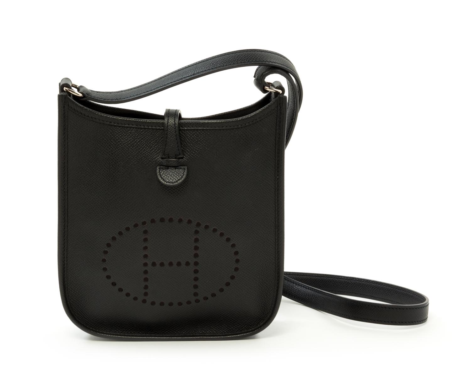 An Hermès Black Epsom Evelyne TPM, 6.7" x 7" x 2"; Strap drop: 22"