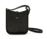 An Hermès Black Epsom Evelyne TPM, 6.7" x 7" x 2"; Strap drop: 22"