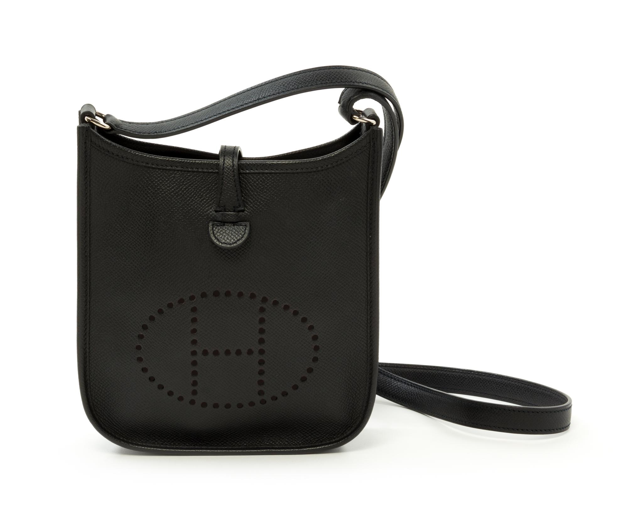 An Hermès Black Epsom Evelyne TPM, 6.7" x 7" x 2"; Strap drop: 22"