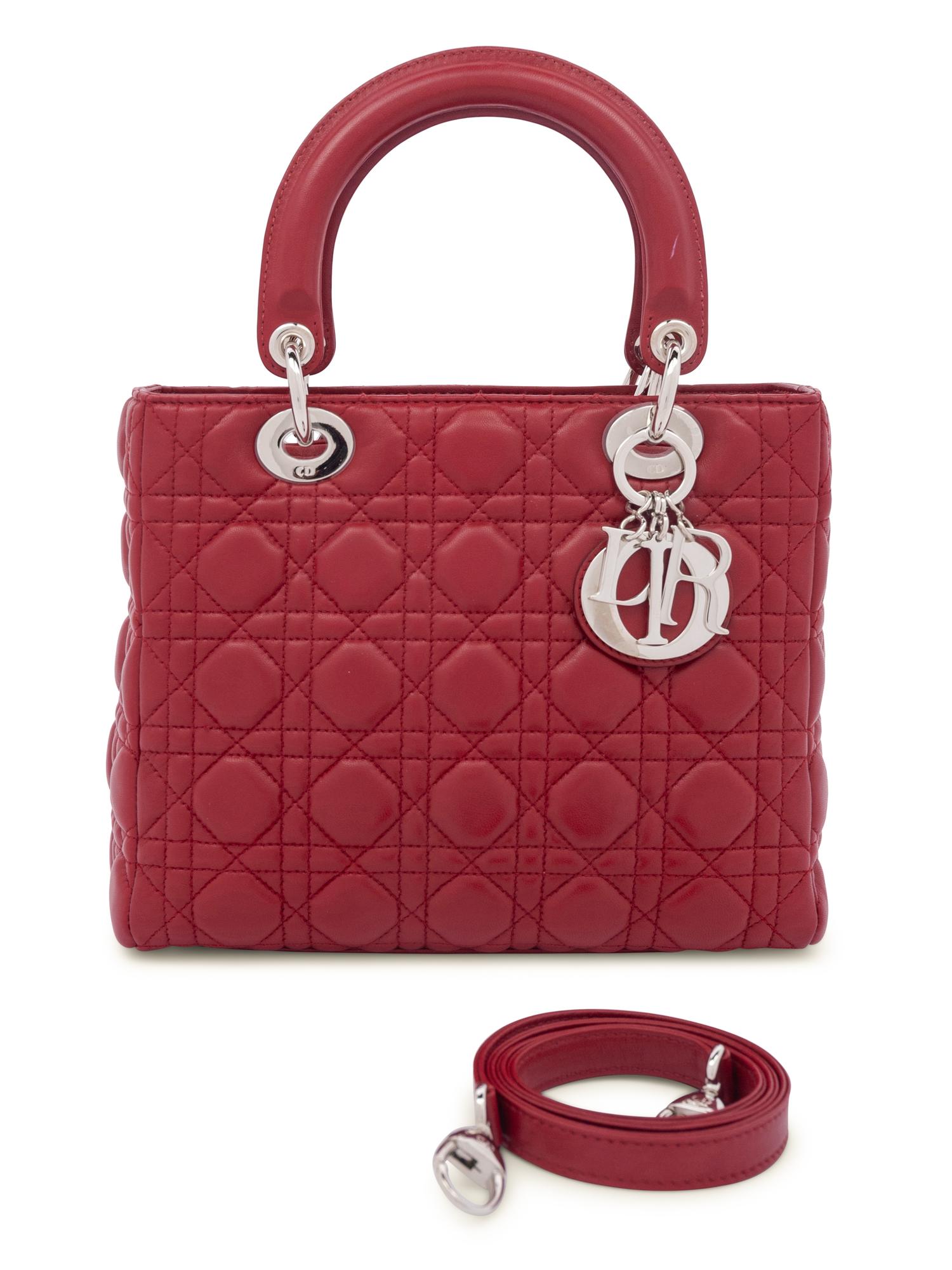 Christian Dior Red Leather Cannage Small Lady Dior Bag, 2008
