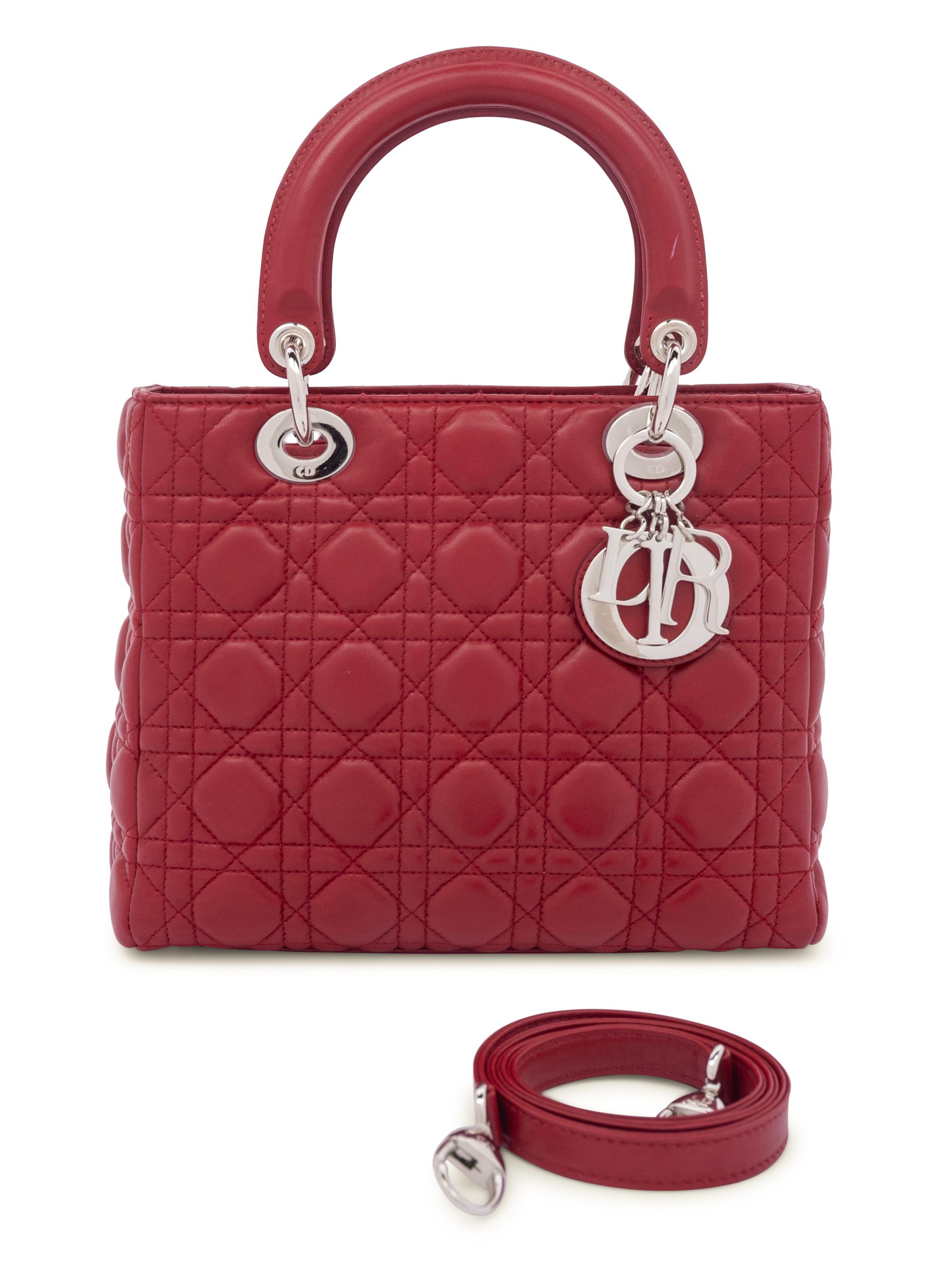 Christian Dior Red Leather Cannage Small Lady Dior Bag, 2008