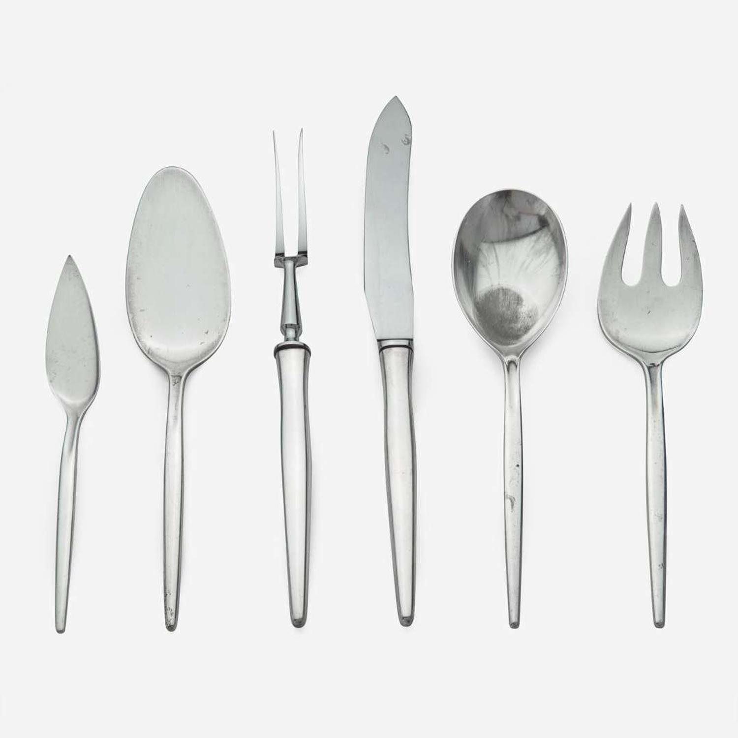 Ole Hagen, designer (Danish, 1913-1984), A. Michelsen, maker (Danish, 19th/20th century) "Tulip" Six-Piece Service for Seven with Extras, Denmark, Designed 1953, the Present Lot circa 1953-65