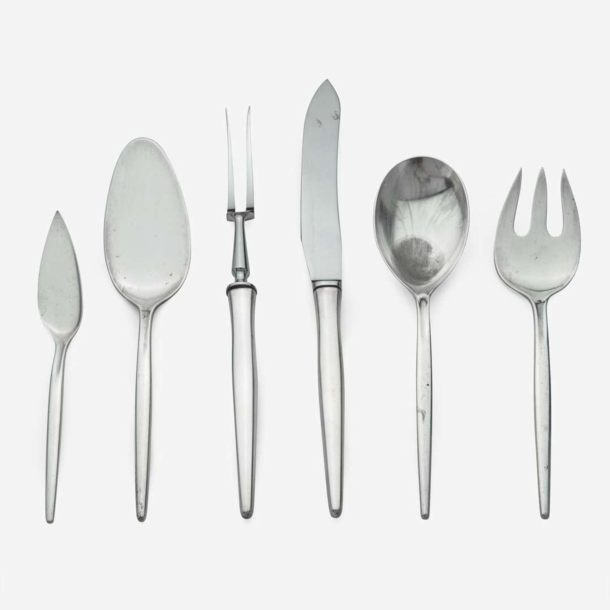 Ole Hagen, designer (Danish, 1913-1984), A. Michelsen, maker (Danish, 19th/20th century) "Tulip" Six-Piece Service for Seven with Extras, Denmark, Designed 1953, the Present Lot circa 1953-65