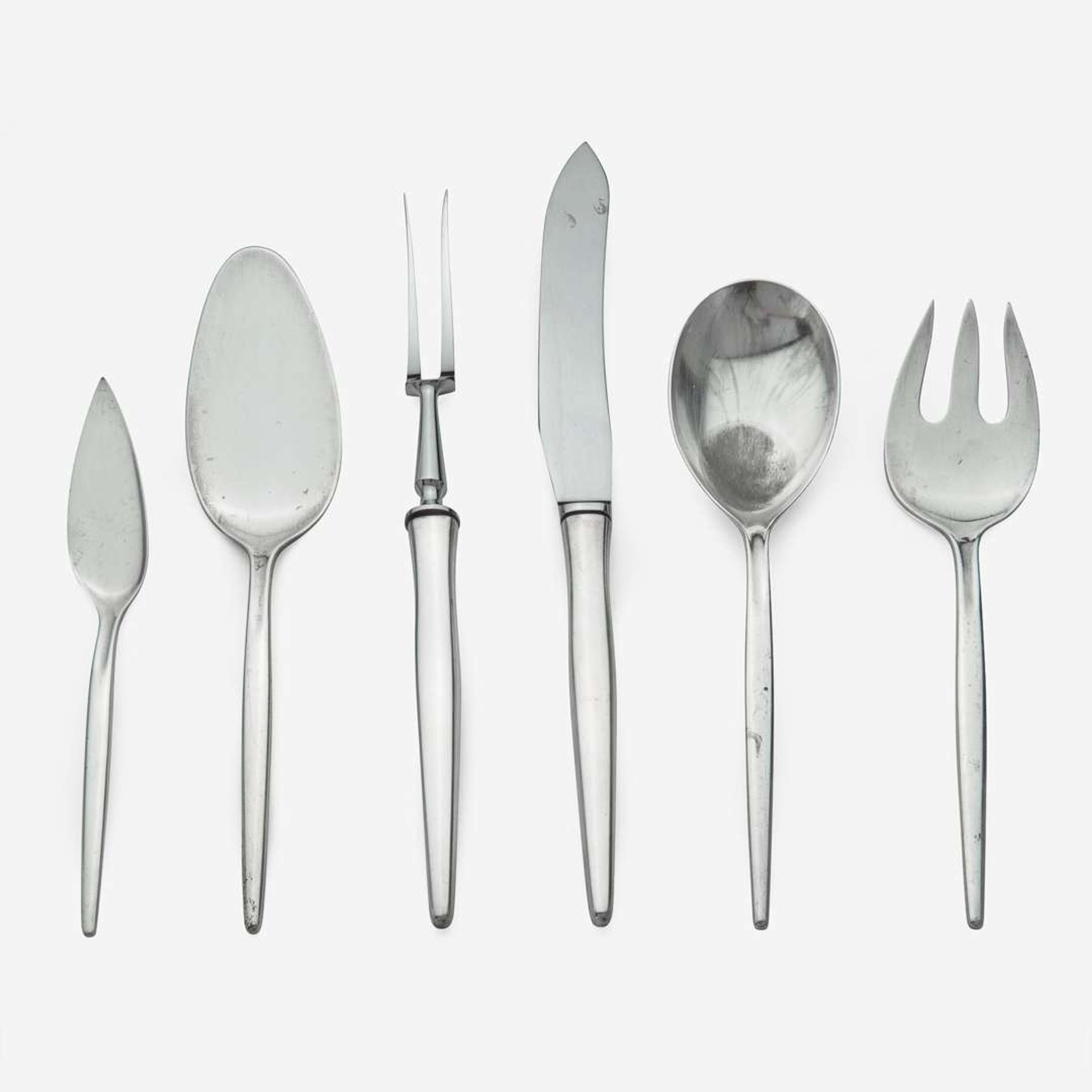 Ole Hagen, designer (Danish, 1913-1984), A. Michelsen, maker (Danish, 19th/20th century) "Tulip" Six-Piece Service for Seven with Extras, Denmark, Designed 1953, the Present Lot circa 1953-65