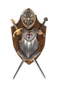 A Group of Decorative Armor Articles, 20TH CENTURY, Length of longer sword 44 3/4 inches. — 20TH CENTURY,