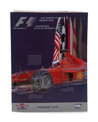 A Michael Schumacher Signed Autograph Ferrari Hat and Unsigned 2000 Indianapolis Formula 1 SAP United States Grand Prix Event Program,