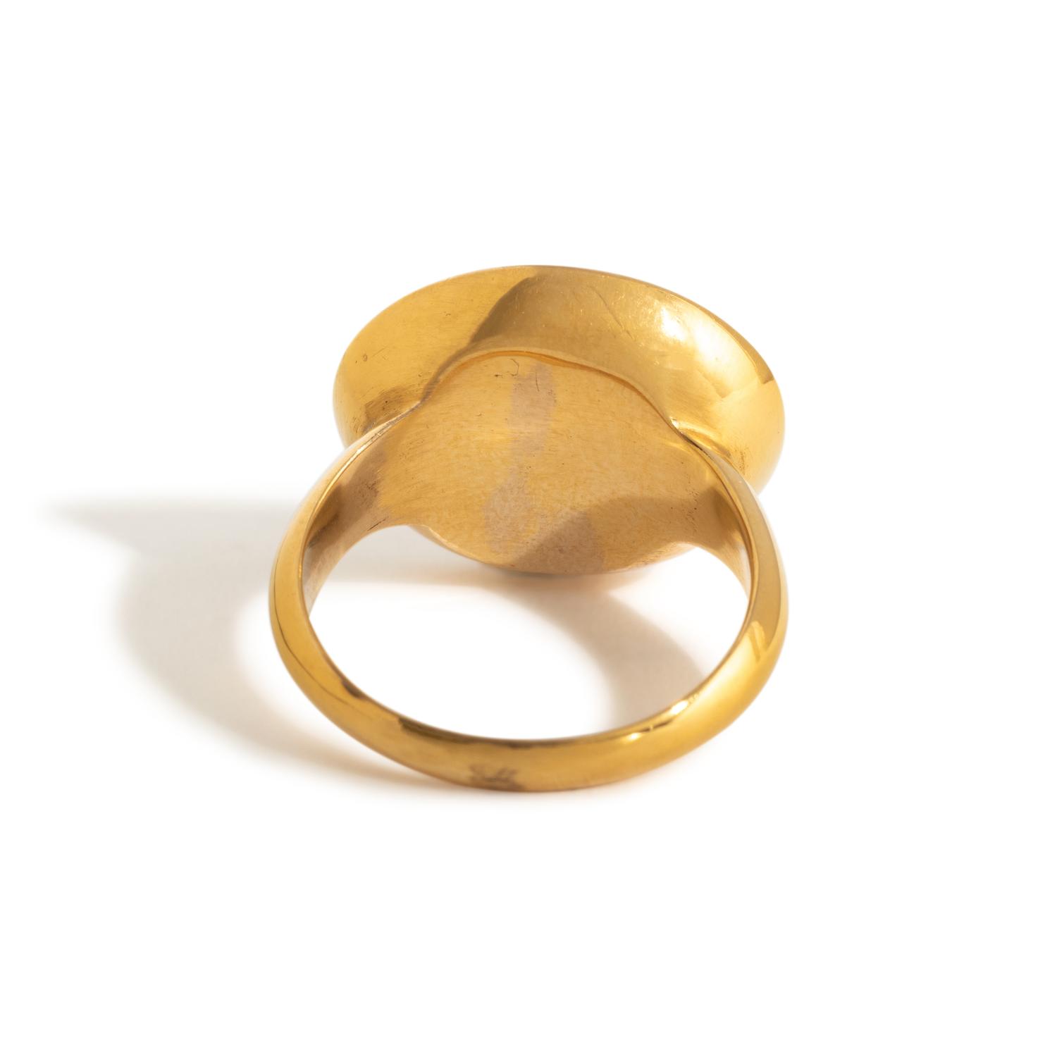 A Roman Red Jasper Ring Stone with a Boar — Set in a gold ring