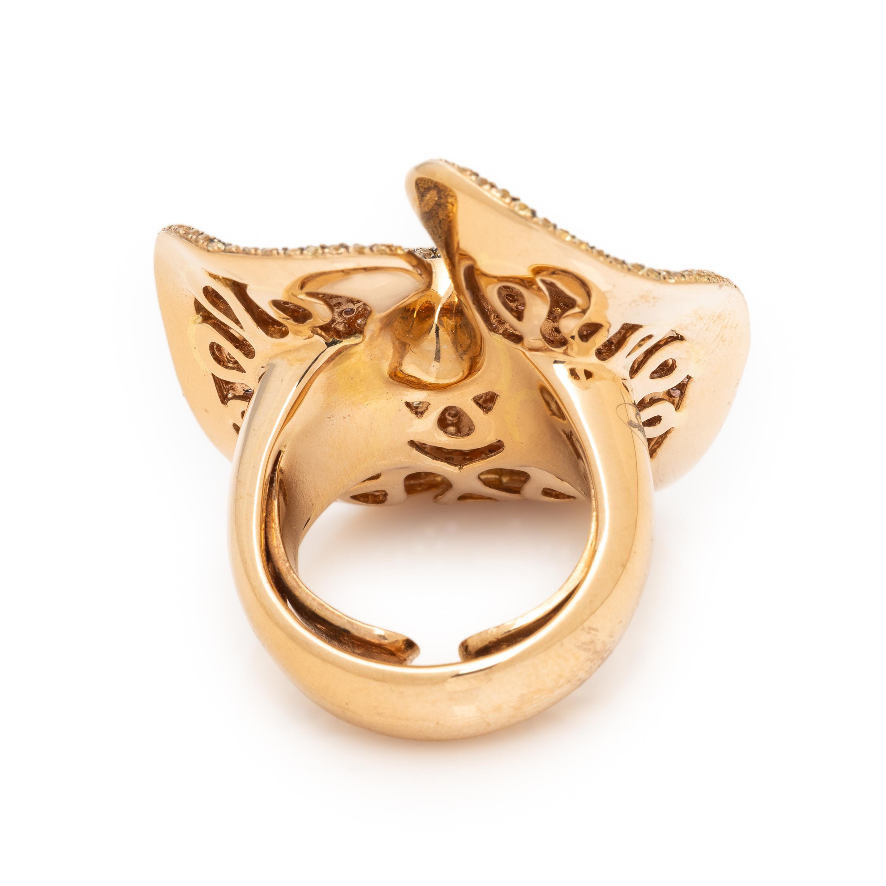 Multigem and Rose Gold Lily Pad Ring