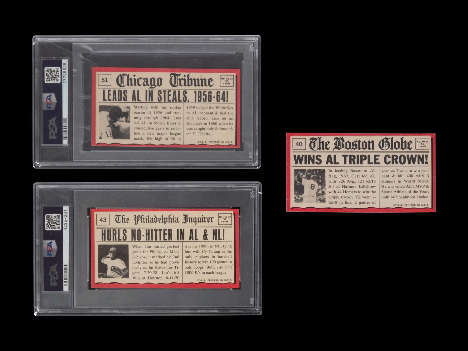 A Group of Three 1971 Topps Greatest Moments Baseball Cards,