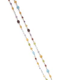 MULTIGEM AND STERLING SILVER STATION NECKLACE
