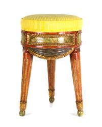 A Painted and Upholstered Stool Height 20 inches. — 20TH CENTURY