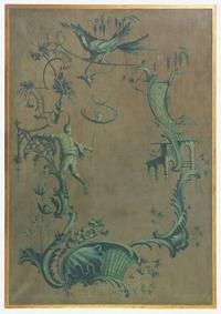 A Chinoiserie painted wall panel, probably early 20th century