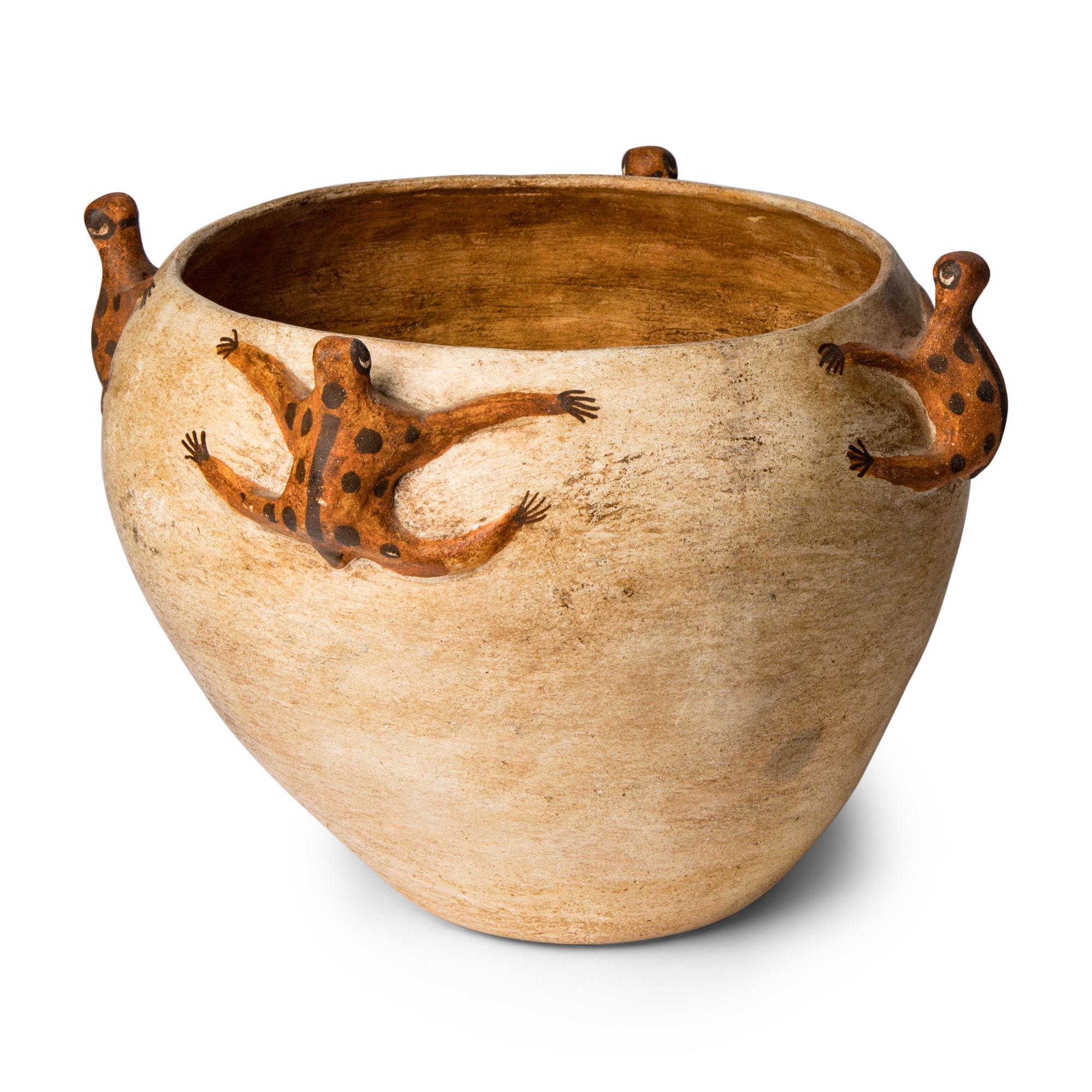 Zuni Pottery Jar, with Appliquéd Frogs