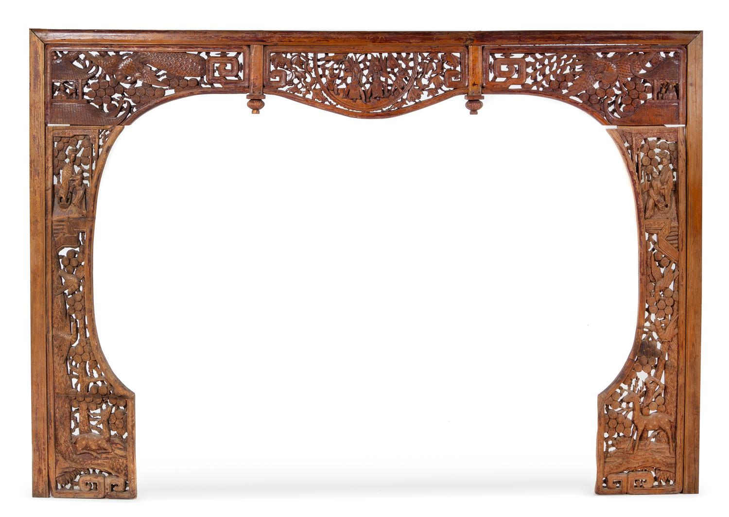 A Large Chinese Carved Softwood Frame Assembled height 57 x width 80 3/4 x depth 1 1/4 inches. — EARLY 20TH CENTURY