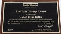A 1989 Baptist Hospital of Nashville Tom Landry Award Present to Mike Ditka Formerly Displayed at Mike Ditka's Restaurant