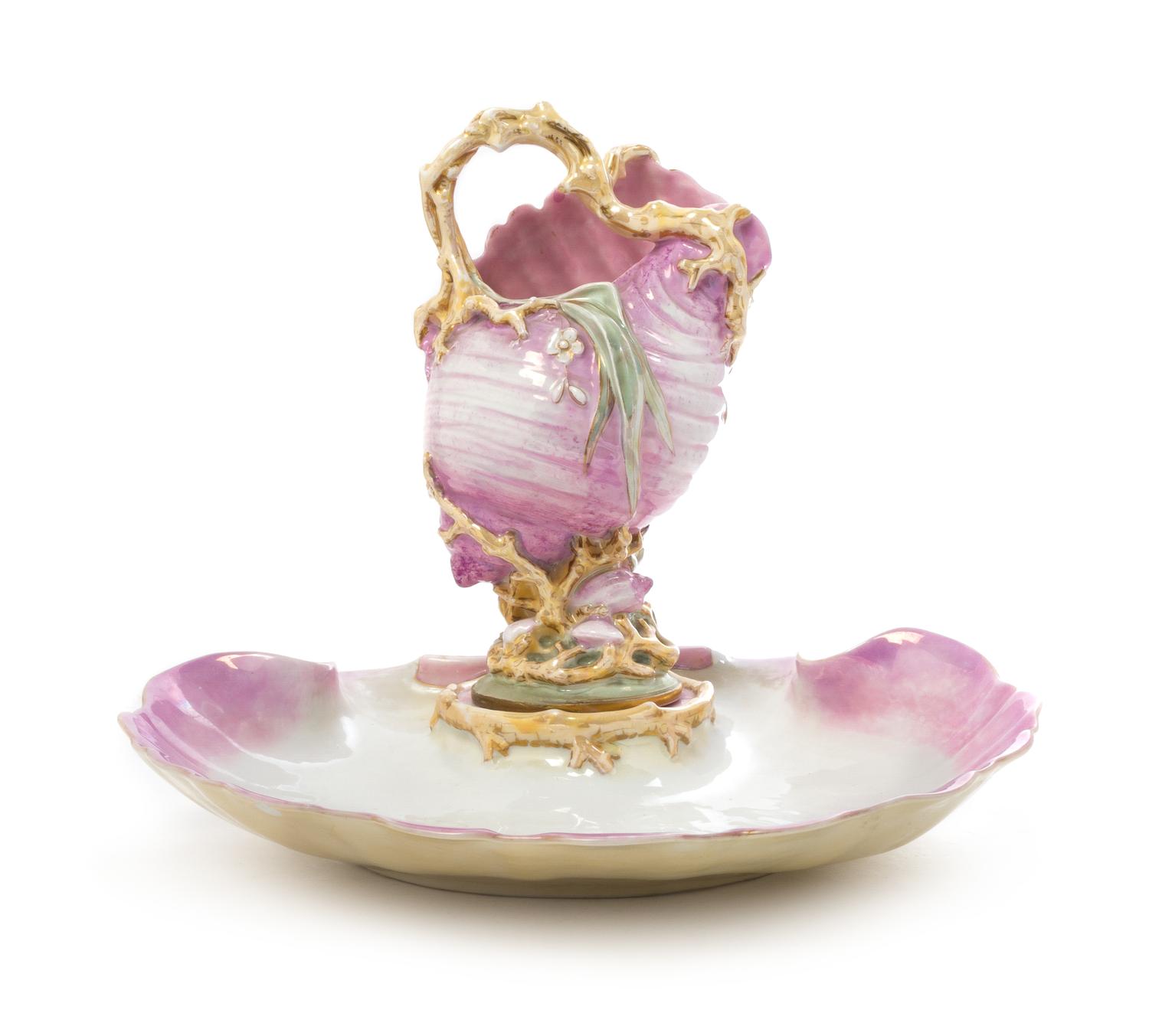An Assembled French Porcelain Ewer and Basin Set Width 15 1/2 inches. — MID TO LATE 19TH CENTURY