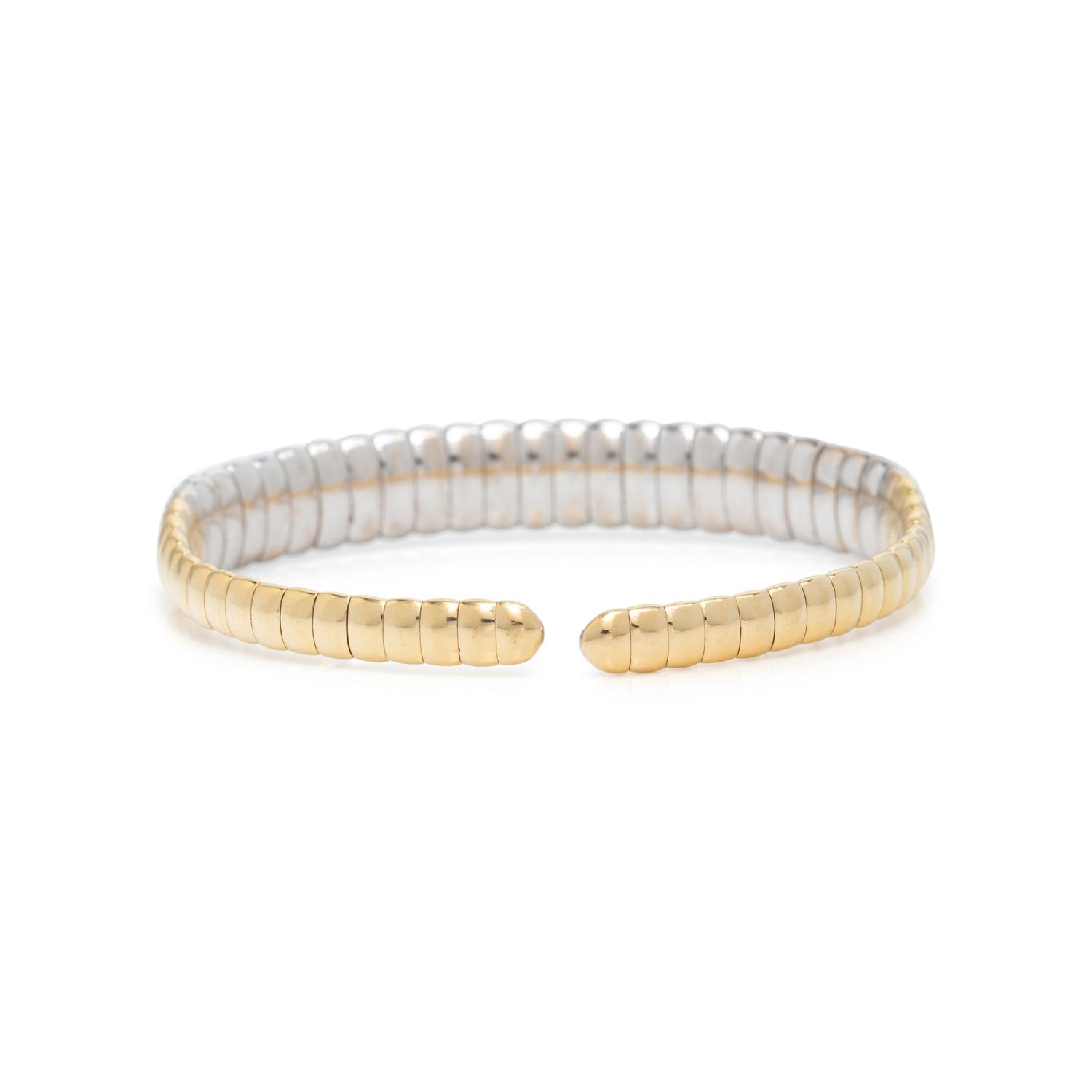BICOLOR GOLD AND DIAMOND CUFF BRACELET