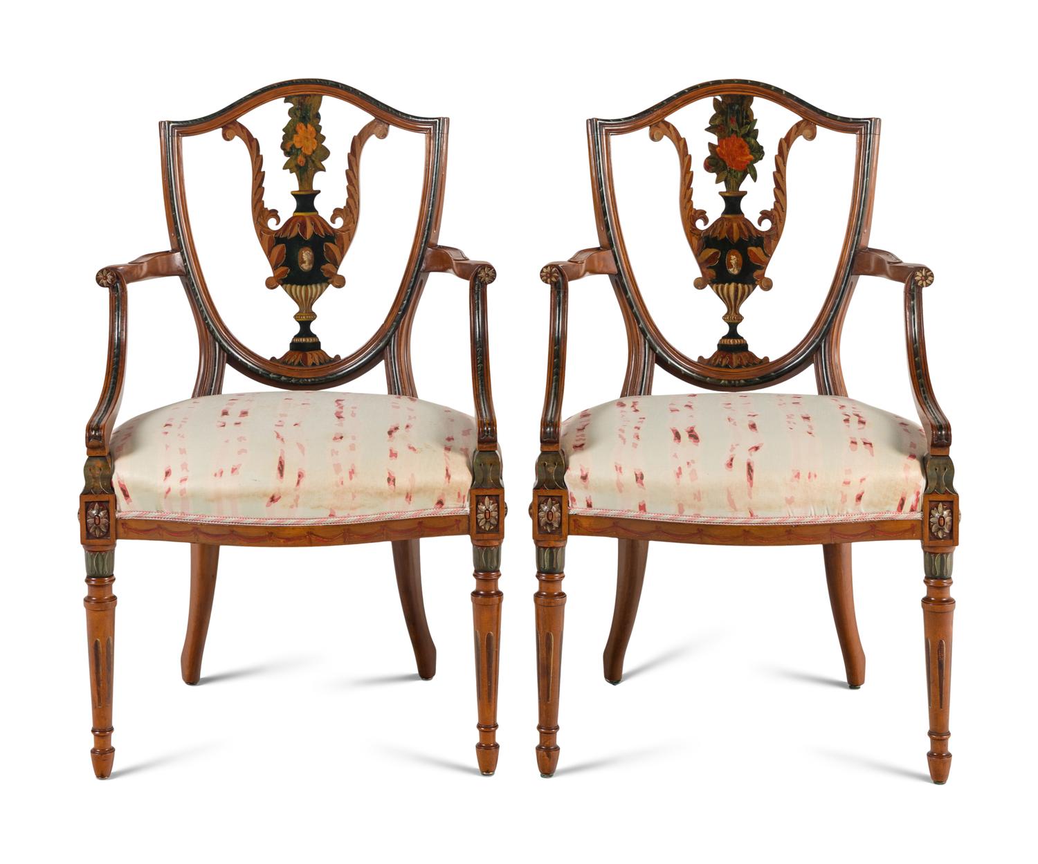 A Pair of Edwardian Style Painted Chairs