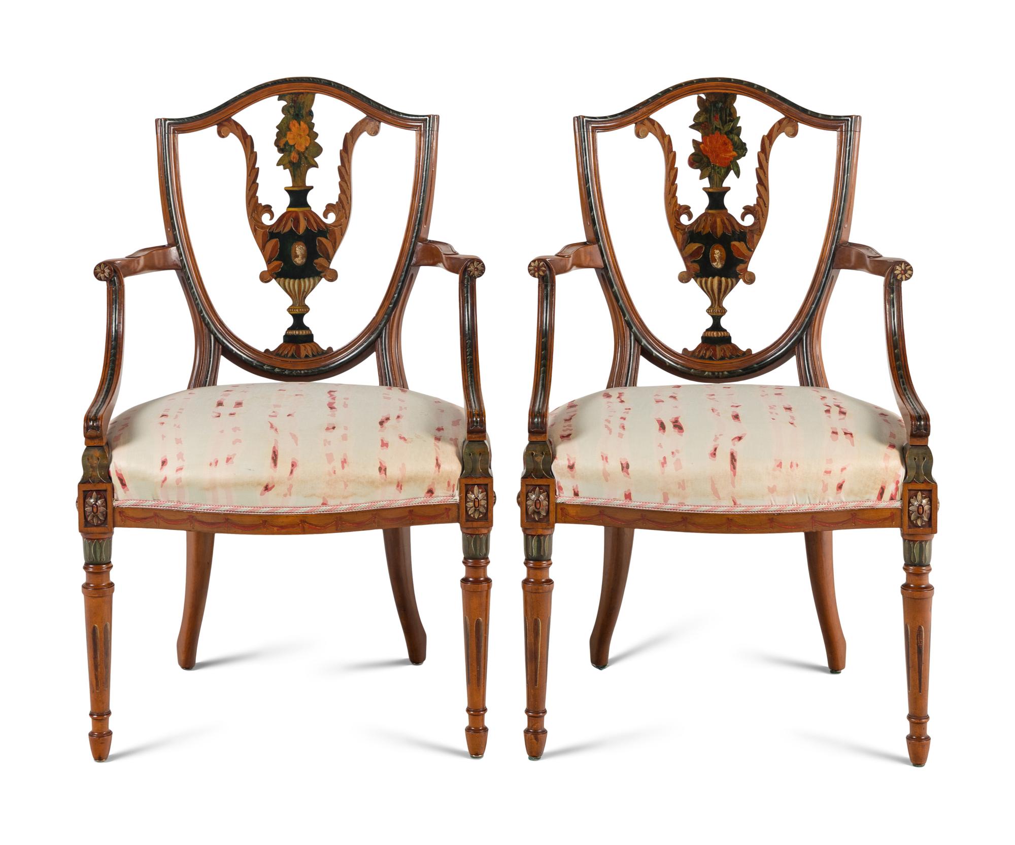 A Pair of Edwardian Style Painted Chairs
