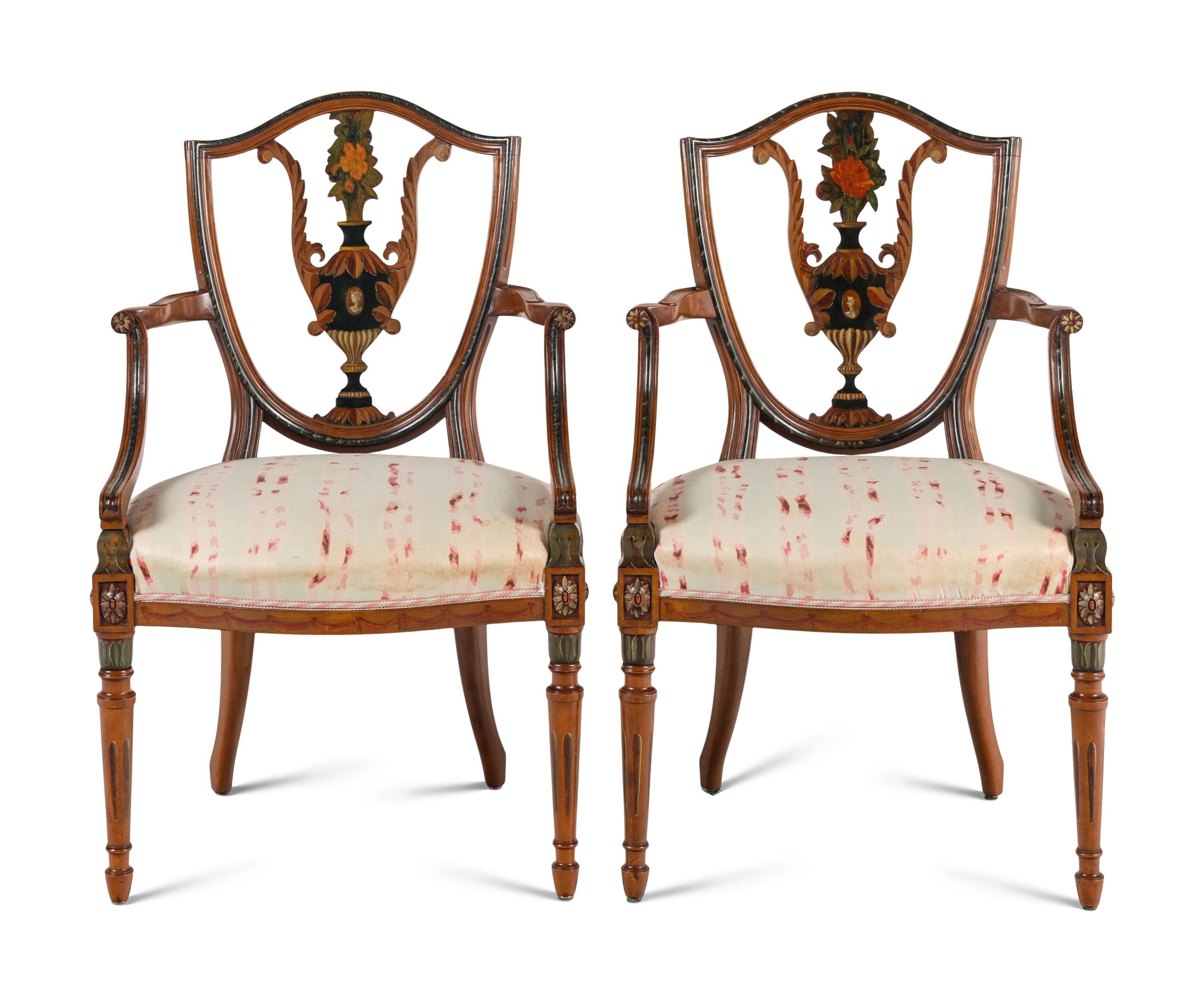 A Pair of Edwardian Style Painted Chairs