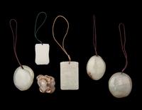 Six Chinese Celadon Jade Pendants