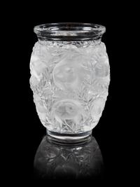 Lalique, a Bagatelle pattern molded and frosted glass vase