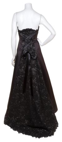 A Sam Carlin Black Strapless Gown, Size 6.