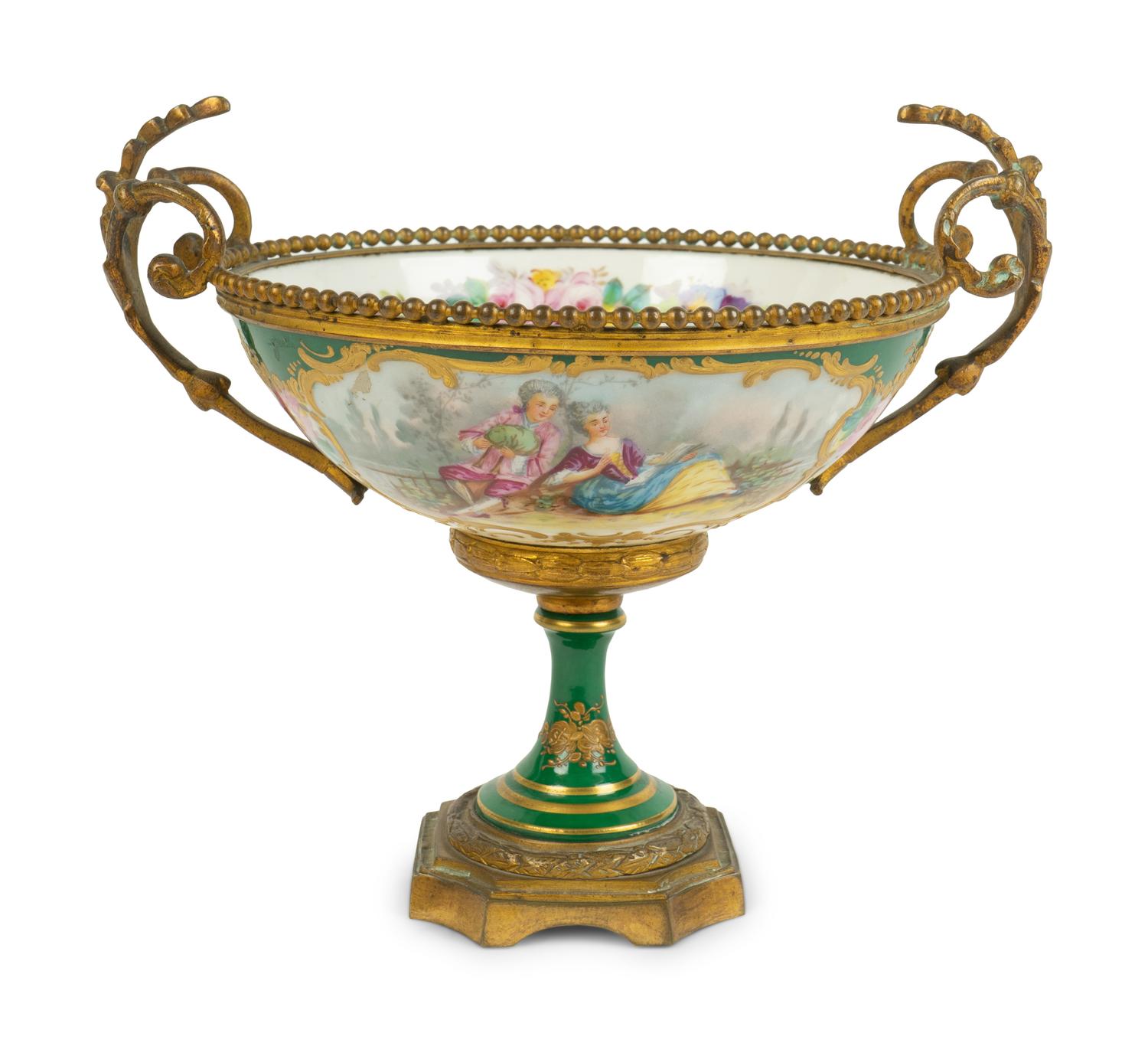 A Sèvres Style Gilt Bronze Mounted Porcelain Footed Bowl — 19TH CENTURY