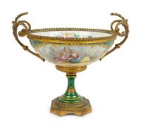 A Sèvres Style Gilt Bronze Mounted Porcelain Footed Bowl — 19TH CENTURY