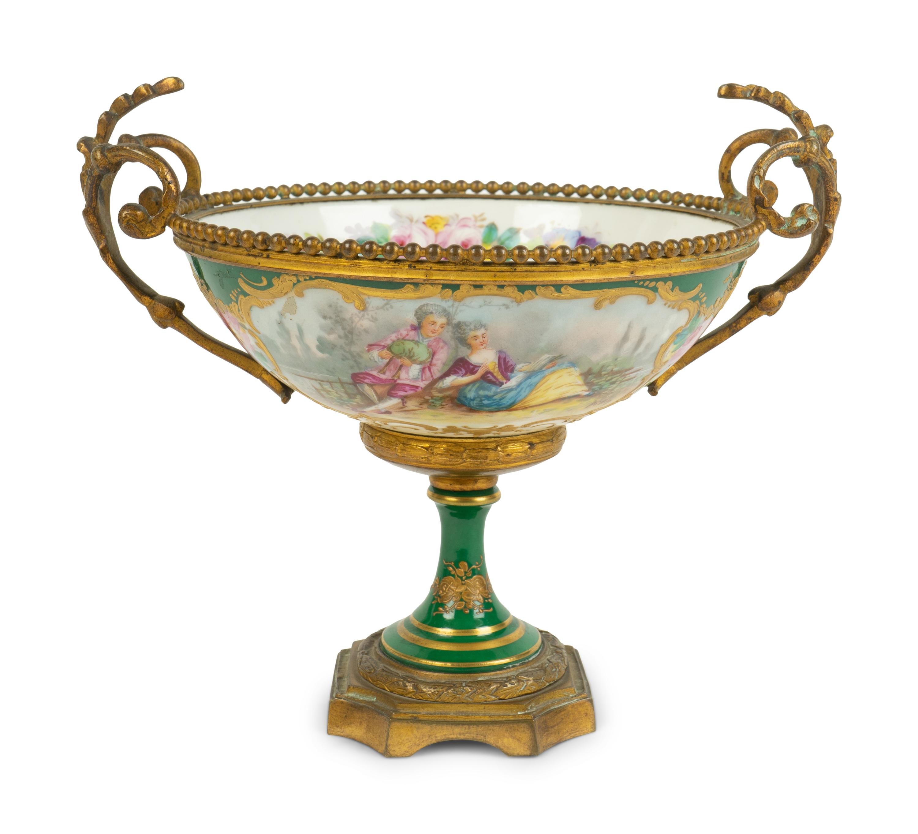 A Sèvres Style Gilt Bronze Mounted Porcelain Footed Bowl — 19TH CENTURY