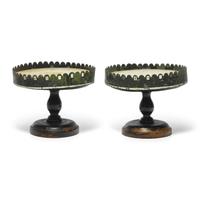 A Pair of Turned and Painted Wood, Tin, and Marble Tazzas