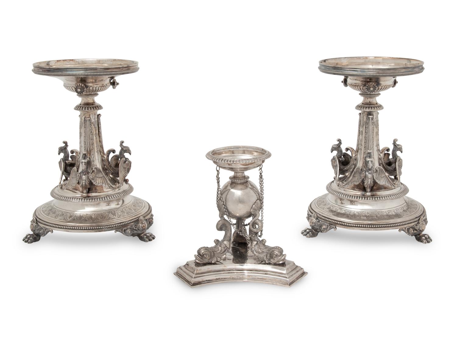A Pair of American Silver-Plate Centerpiece Bases