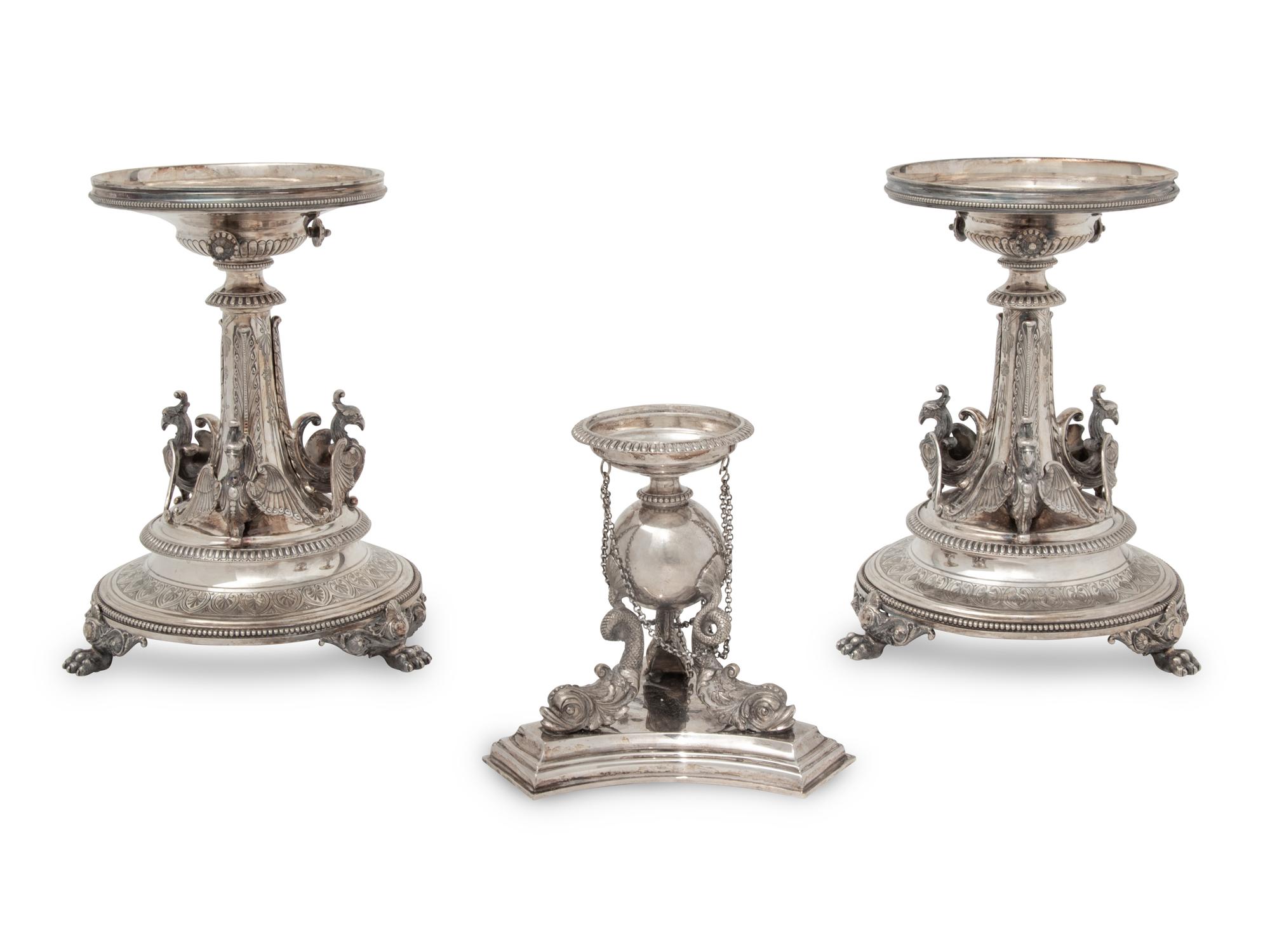 A Pair of American Silver-Plate Centerpiece Bases