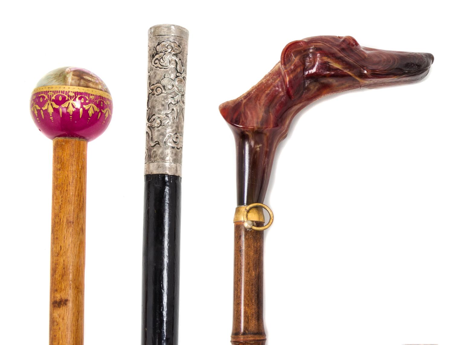 A Group of Three Canes Length of longest 37 3/4 inches.