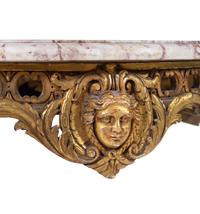 A Louis XV Style Giltwood Marble-Top Center Table